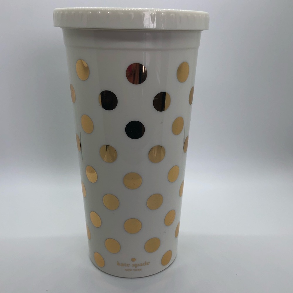 Kate Spade Gold Polka Dot Travel Tumbler
